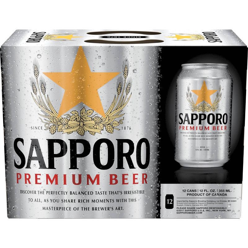 slide 2 of 2, Sapporo Premium Beer - 12pk/12 fl oz Cans, 12 ct; 12 fl oz