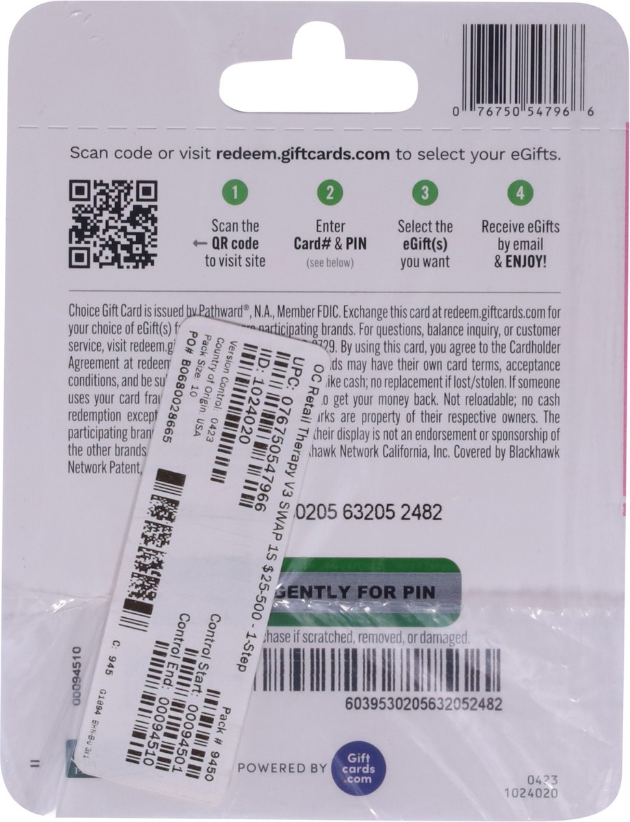 slide 6 of 11, Retail Therapy $25 - $500 Choice Gift Card 10 ea, 1 ct