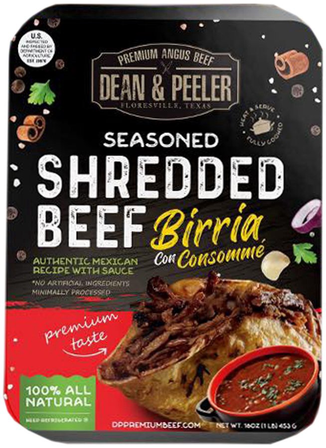 slide 1 of 1, Dean & Peeler Fully Cooked Shredded Beef Birria, 16 oz