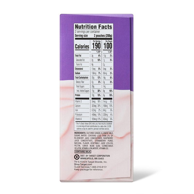 slide 3 of 4, Mixed Berry Lowfat Kids' Yogurt - 4ct/3.5oz Pouches - Good & Gather™, 4 ct; 3.5 oz