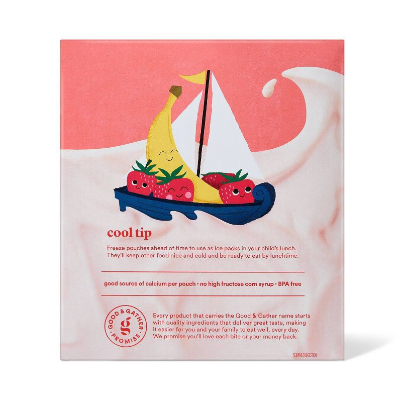 slide 4 of 4, Strawberry Banana Lowfat Kids' Yogurt - 4ct/3.5oz Pouches - Good & Gather™, 4 ct; 3.5 oz