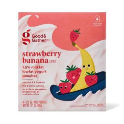 Strawberry Banana Lowfat Kids' Yogurt - 4ct/3.5oz Pouches - Good & Gather™