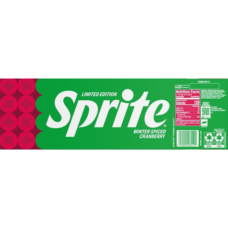 slide 7 of 7, Sprite Winter Spice Cranberry - 12pk/12 fl oz Cans, 12 ct; 12 fl oz