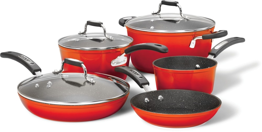 slide 1 of 1, Starfrit The Rock Bakelite Cookware Set - Red, 8 ct