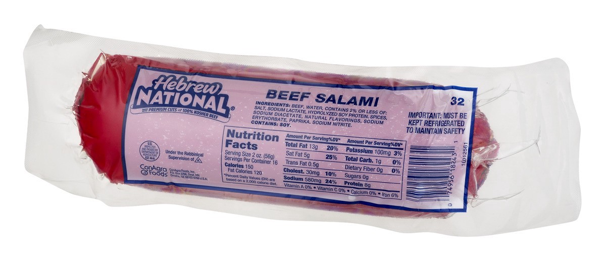 slide 9 of 9, Hebrew National Beef Salami Bullet, 2 lb