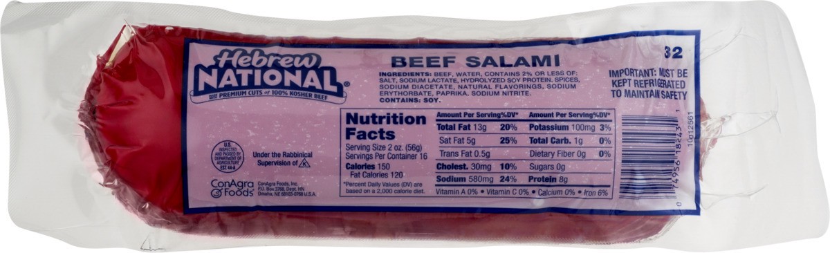 slide 6 of 9, Hebrew National Beef Salami Bullet, 2 lb