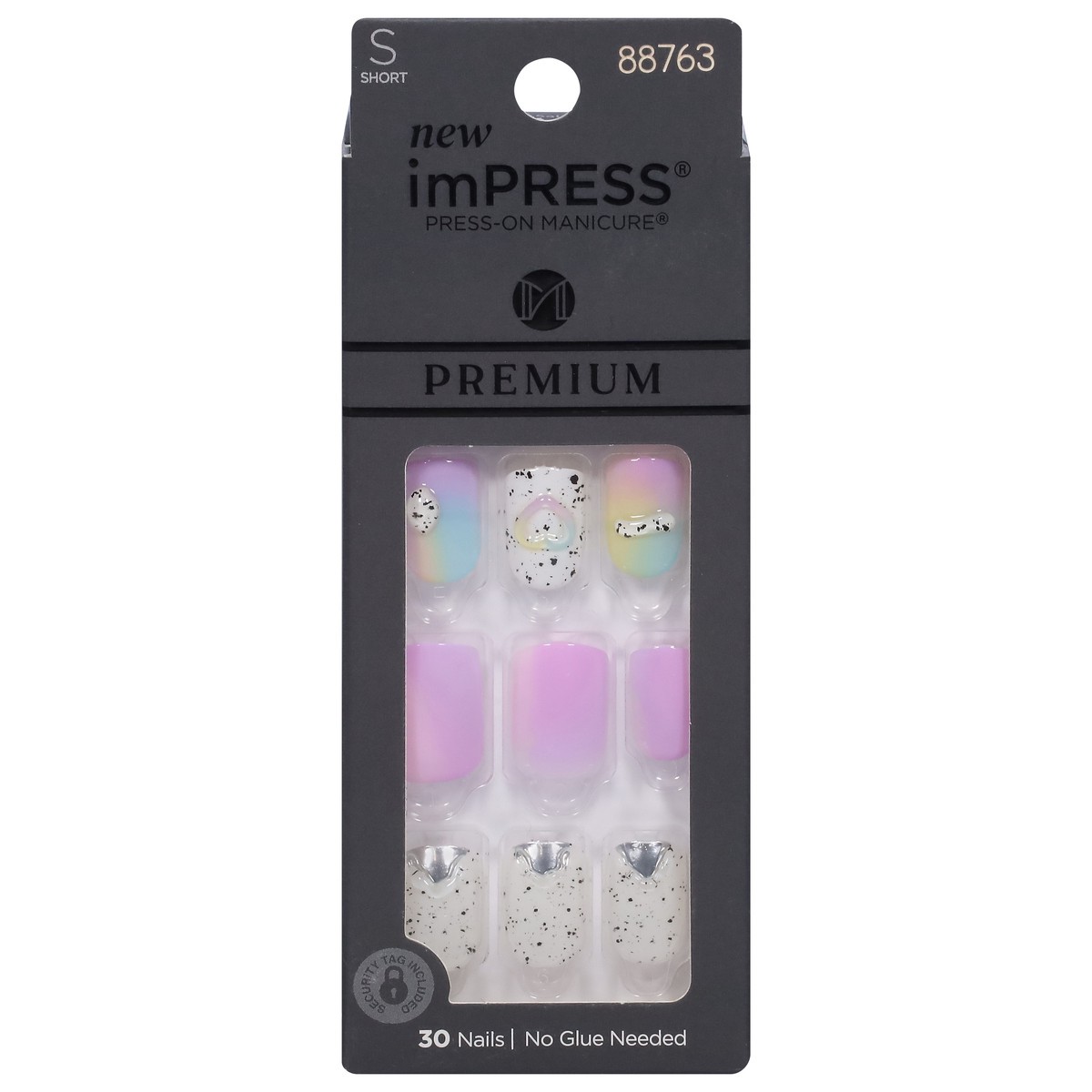 slide 1 of 4, imPRESS KISS imPRESS Premium Short Square Press-On Nails, Glossy Purple, 30 Pieces, 1 ct