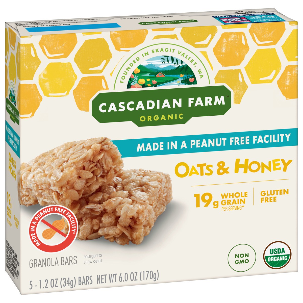 slide 2 of 9, Cascadian Farm Organic Granola Bar, Oats and Honey, 5 Bars, 6 oz, 5 ct