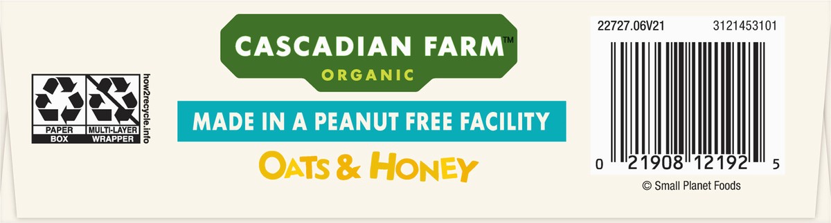 slide 5 of 9, Cascadian Farm Organic Granola Bar, Oats and Honey, 5 Bars, 6 oz, 5 ct