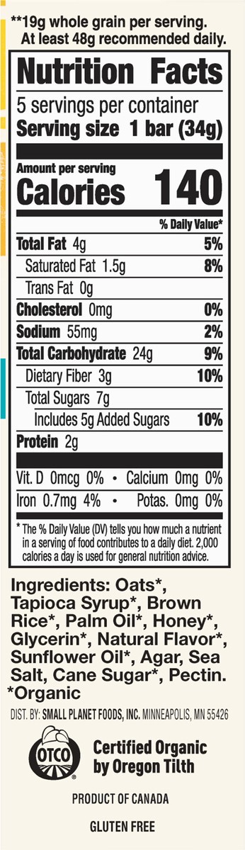 slide 3 of 9, Cascadian Farm Organic Granola Bar, Oats and Honey, 5 Bars, 6 oz, 5 ct
