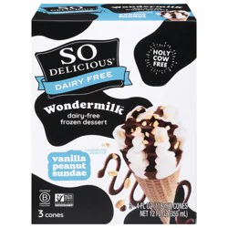 So Delicious Wondermilk Dairy Free Vanilla Peanut Sundae Frozen Dessert 3 - 4 fl oz Cones