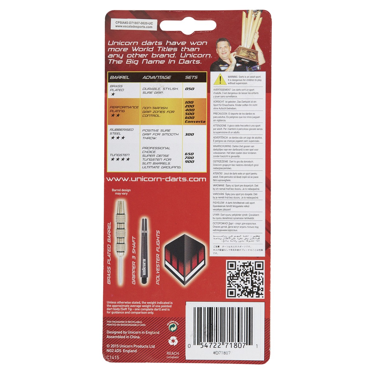 slide 2 of 2, Unicorn Steel 100 Dart Set, 1 ct