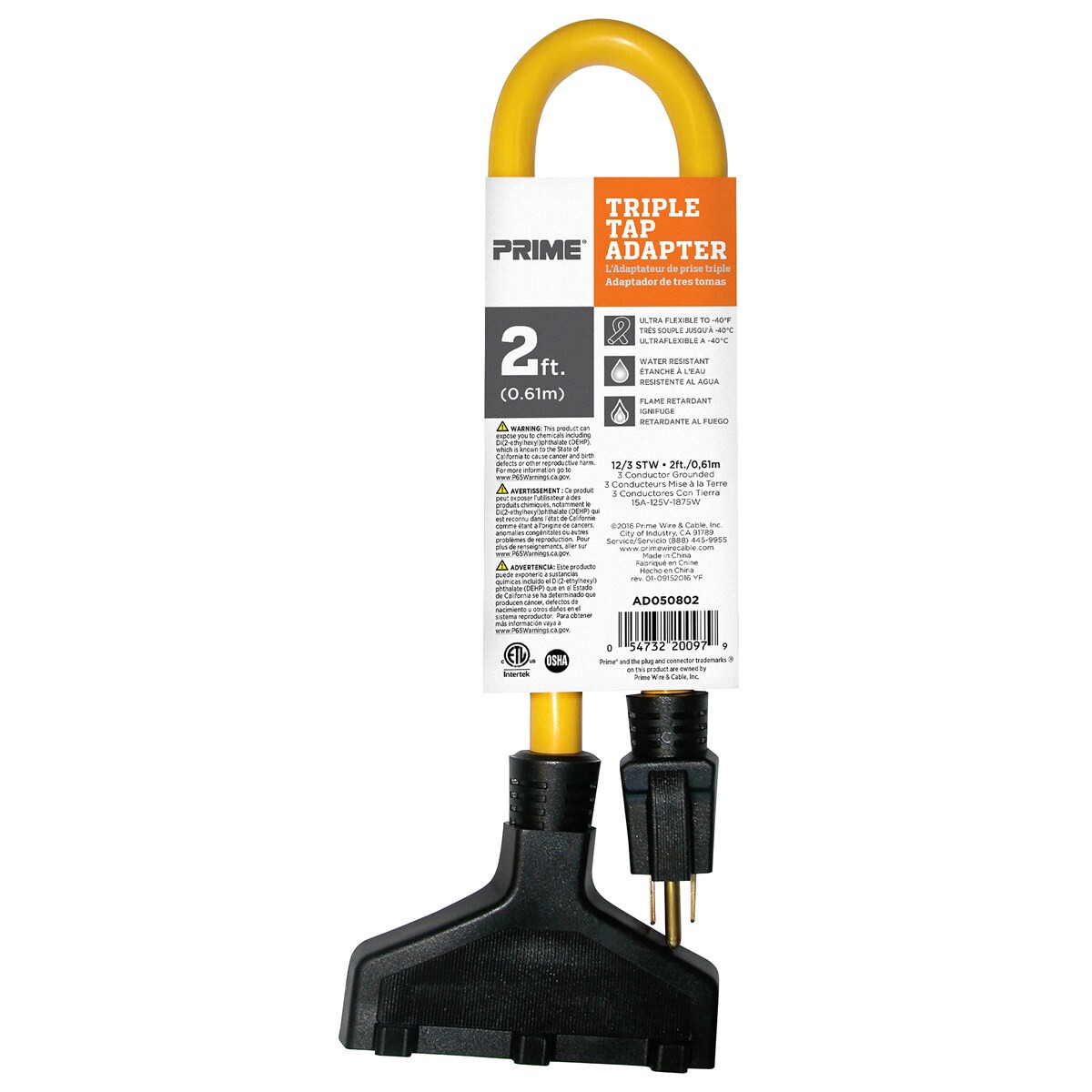 slide 2 of 2, Prime AD050802 - Triple Tap Adapter, 2 ft