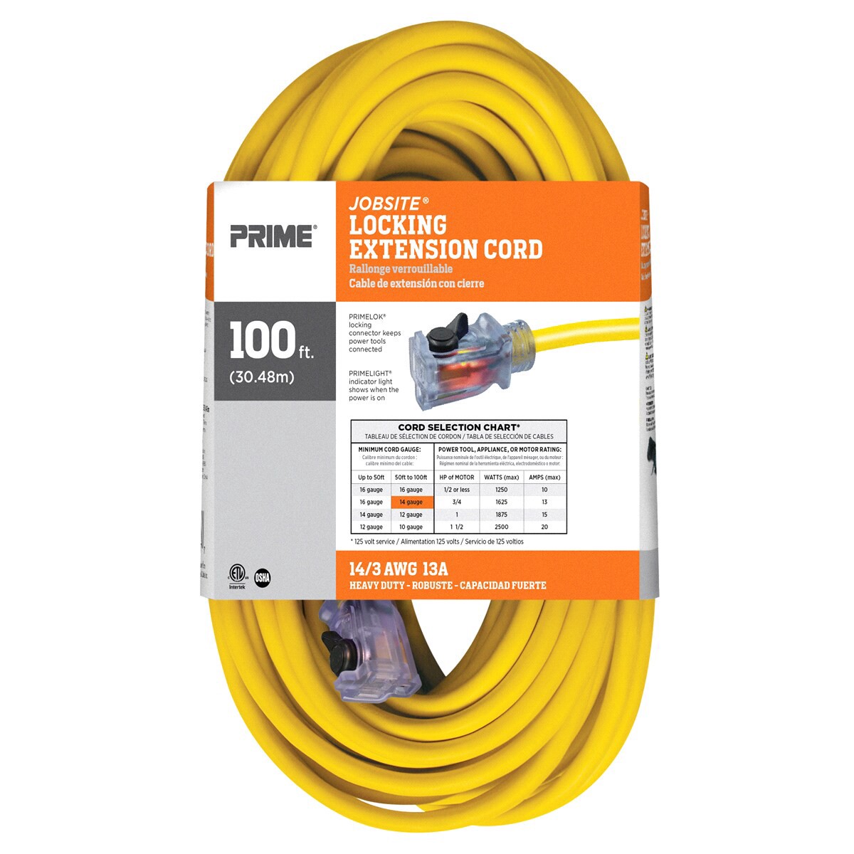 slide 2 of 2, Prime Wire & Cable ECPL511735 - Outdoor Locking Extension Cord, 100 ft