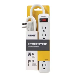 Prime Wire & Cable 6-Outlet Power Strip - White