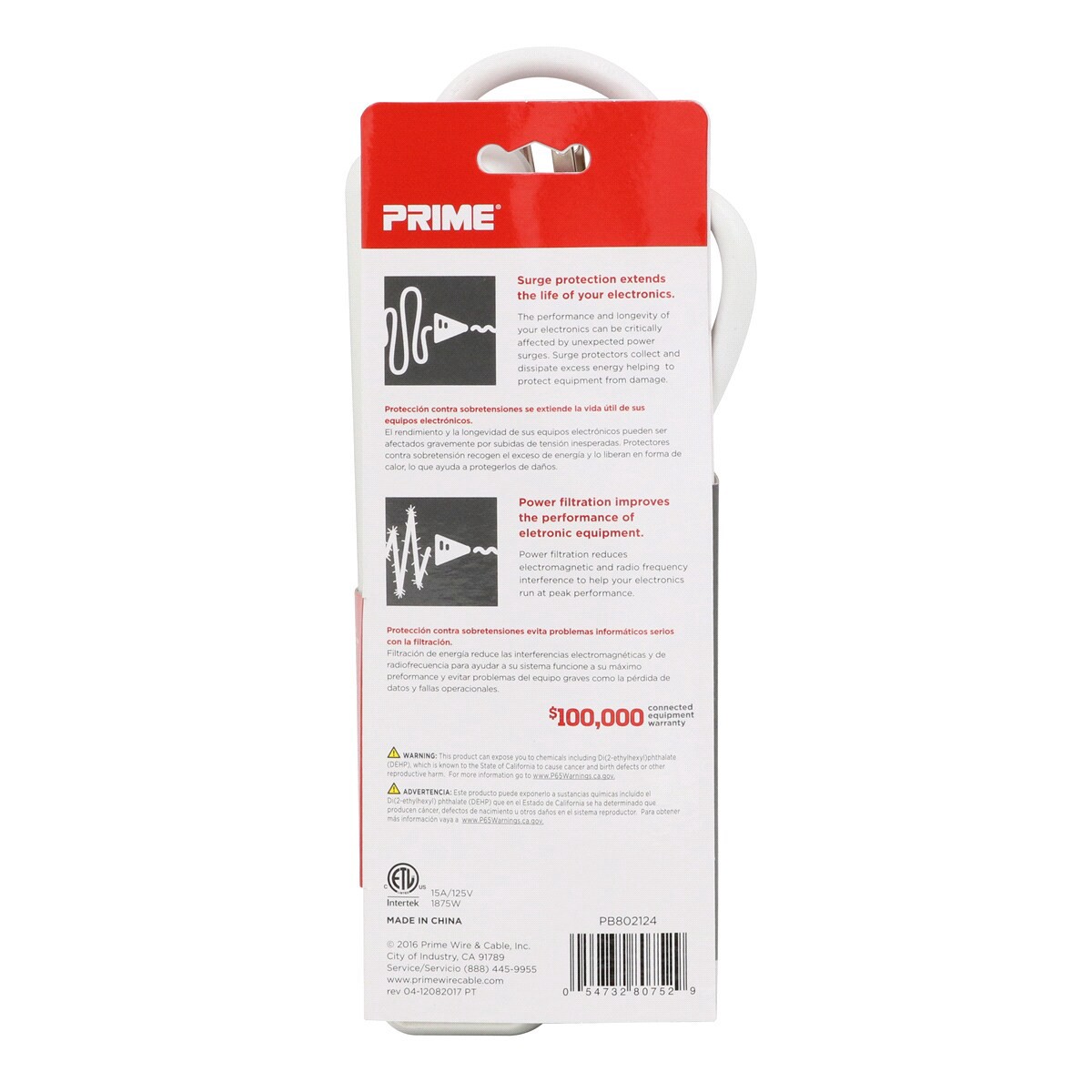 slide 2 of 2, Prime Wire & Cable Prime 6-Outlet General Purpose Surge Protector - White, 3 ft