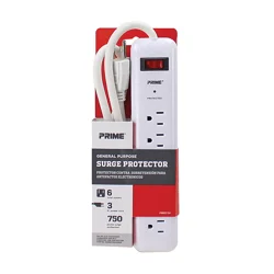 Prime Wire & Cable Prime 6-Outlet General Purpose Surge Protector - White