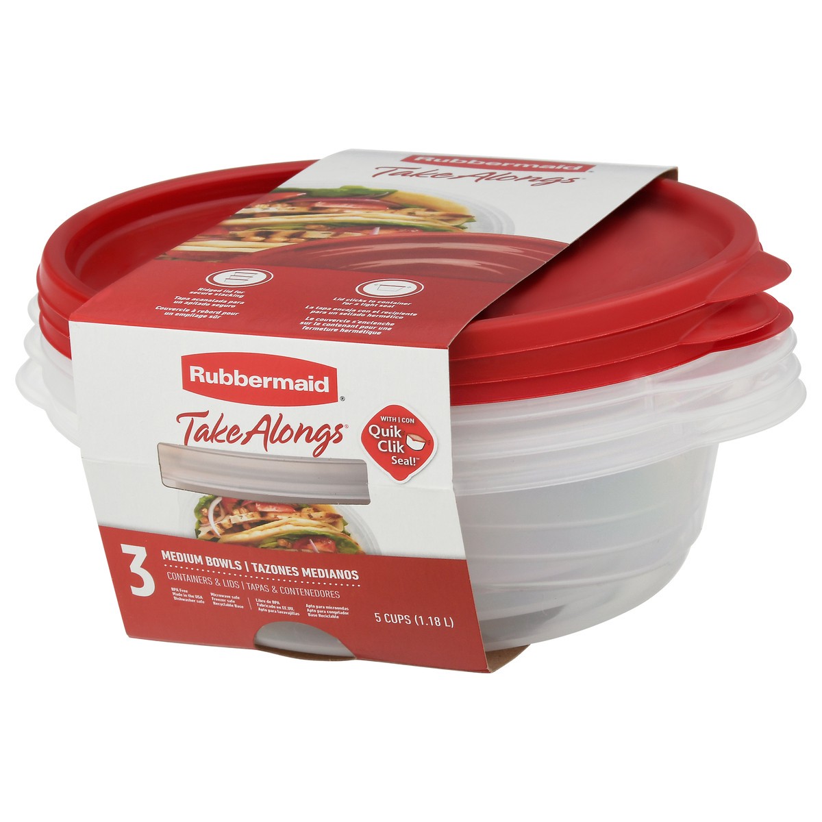 slide 2 of 4, Rubbermaid Take Alongs Medium Bowls Containers & Lids 3 ea, 3 ct