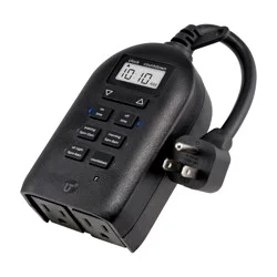 Utilitech 15 -Amps 120-volt Indoor or outdoor 2 -Outlet Programmable Countdown Digital Lighting Timer