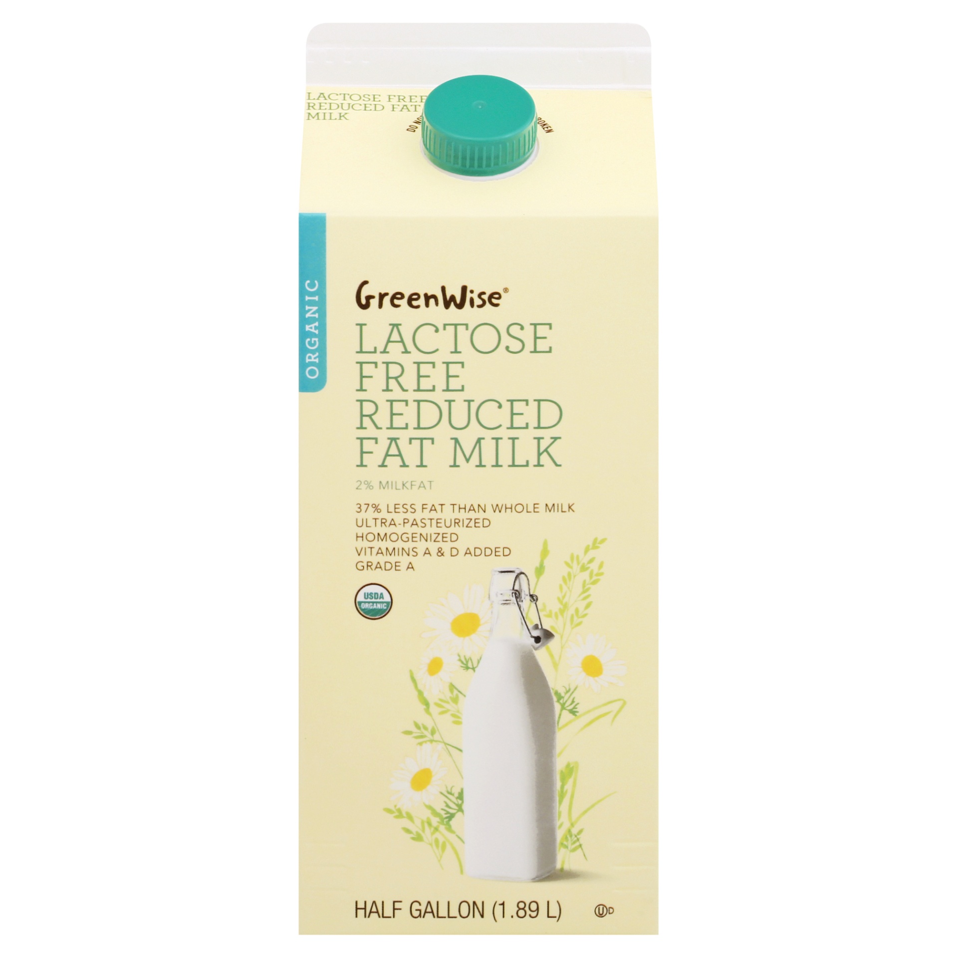 slide 1 of 1, GreenWise Organic Lactose Free Reduced Fat Milk, 1/2 gal