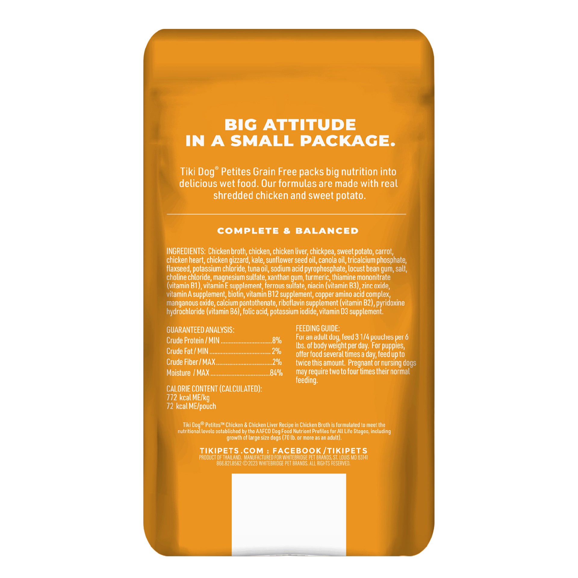 slide 5 of 7, Tiki Dog Petites Grain Free Wet Dog Food, Chicken, 3.5 oz. Pouch (12 Count), 3.5 oz