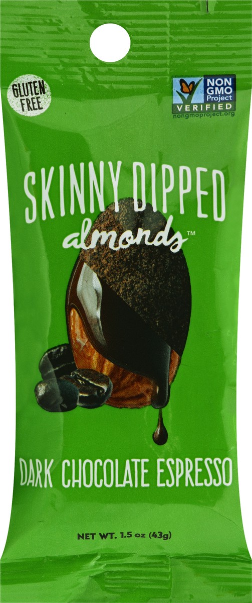 slide 7 of 8, Skinny Dipped Dark Chocolate Espresso Almonds, 1.5 oz