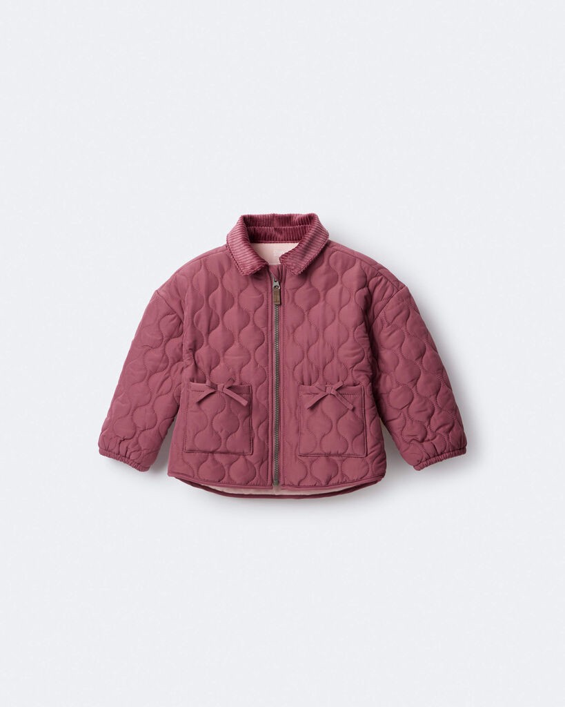 slide 5 of 7, Otteravenue Toddler Girl Quilted Barn Jacket - Burgundy Burgundy 12M, 1 ct
