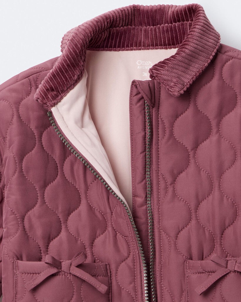 slide 6 of 7, Otteravenue Toddler Girl Quilted Barn Jacket - Burgundy Burgundy 12M, 1 ct