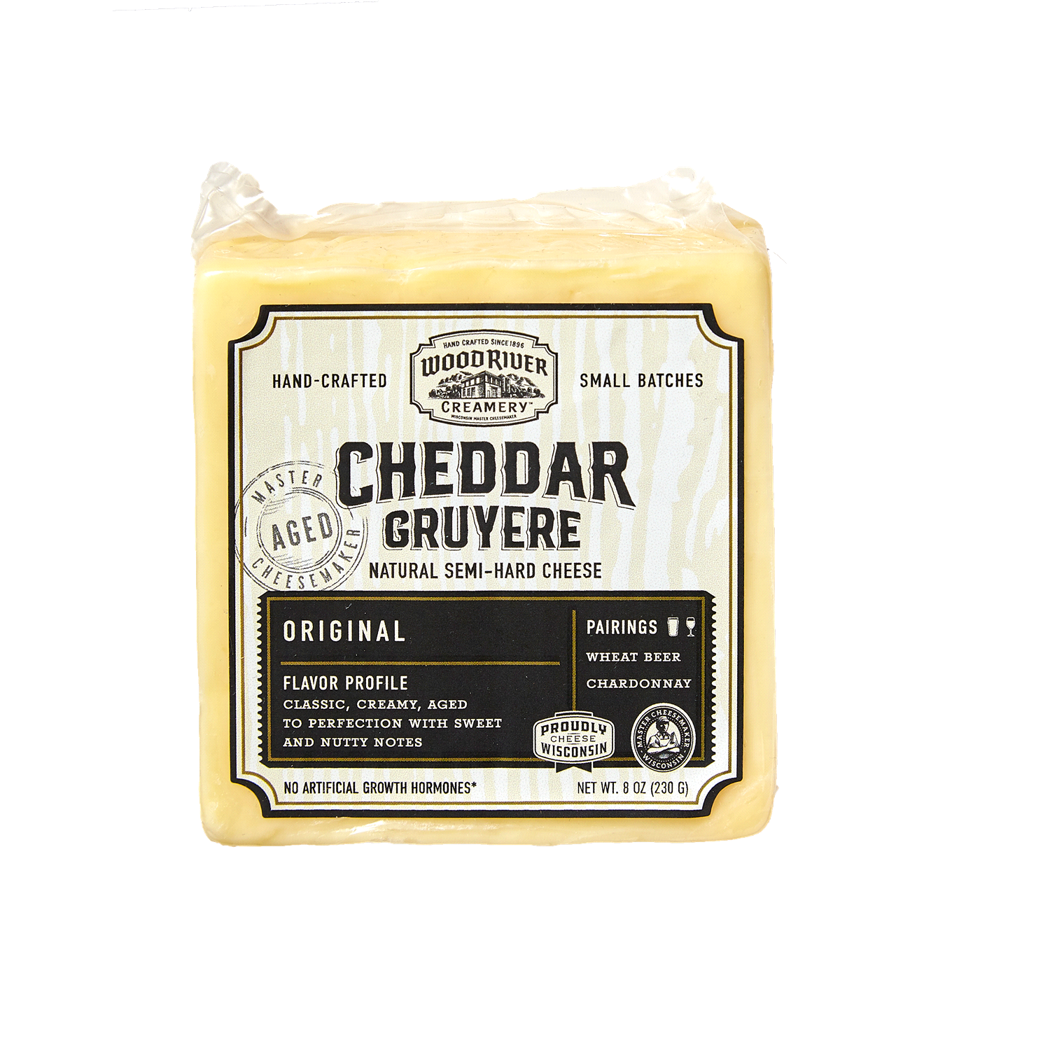 slide 1 of 2, Wood River Creamery Original Cheddar Gruyere Cheese 8 oz, 8 oz