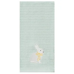 Meijer Corporate Seasonal Easter Bow Bunny Light Blue Embroidered Diamond Kitchen Towel, 16 in x 26 in