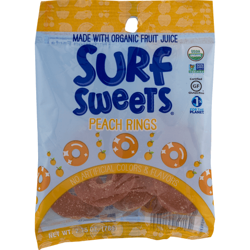 slide 4 of 9, Surf Sweets Candy Ring Peach Organic, 2.75 oz