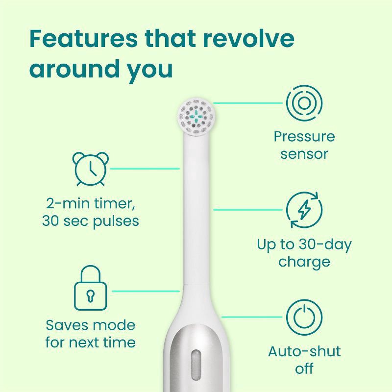 slide 3 of 18, quip Oscillating 360 Toothbrush - White/Silver, 1 ct