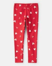 Carters Girls Heart Pull-On Stretch Leggings Red 6-6X