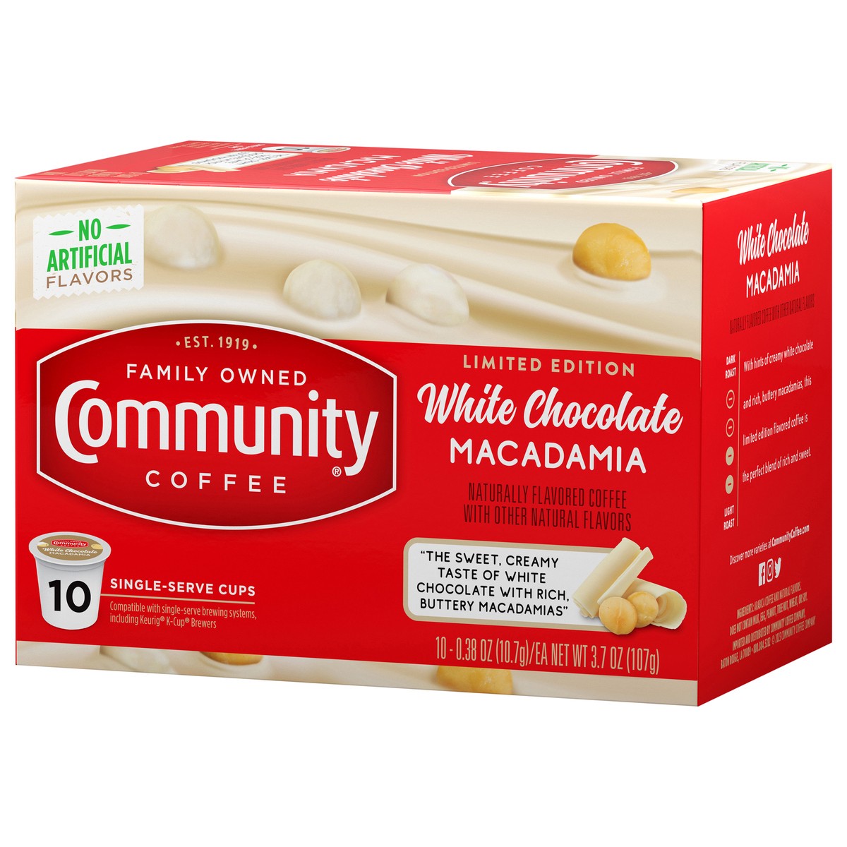 slide 9 of 11, Community Coffee White Chocolate Macadamia Single Serve Coffee, 10 ct