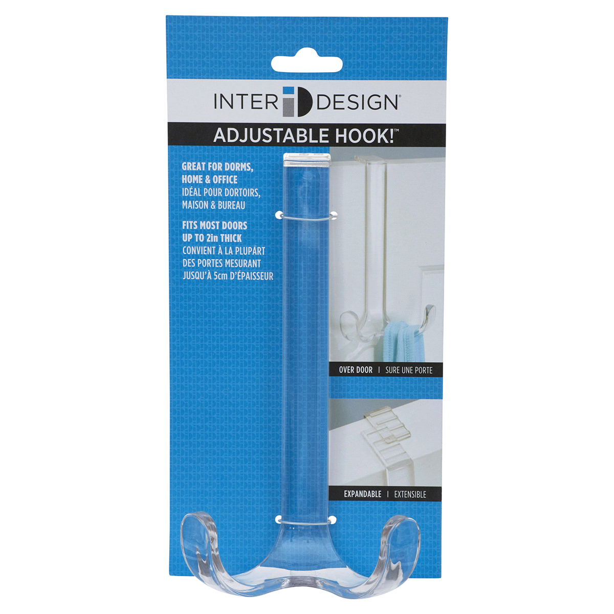 slide 1 of 5, InterDesign Clarity Adjustable Over the Door Organizer, Clear, 1 ct