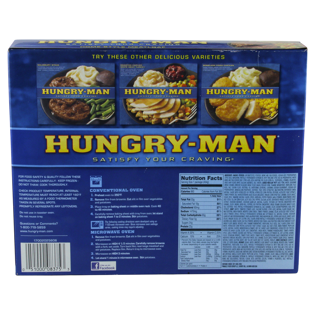 slide 5 of 6, Hungry-Man Home-Style Meatloaf Frozen Dinner, 16 oz