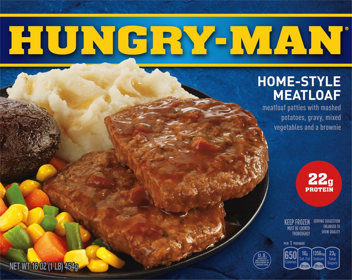 slide 3 of 9, Hungry Man Homestyle Meatloaf Frozen Dinner, 16 oz