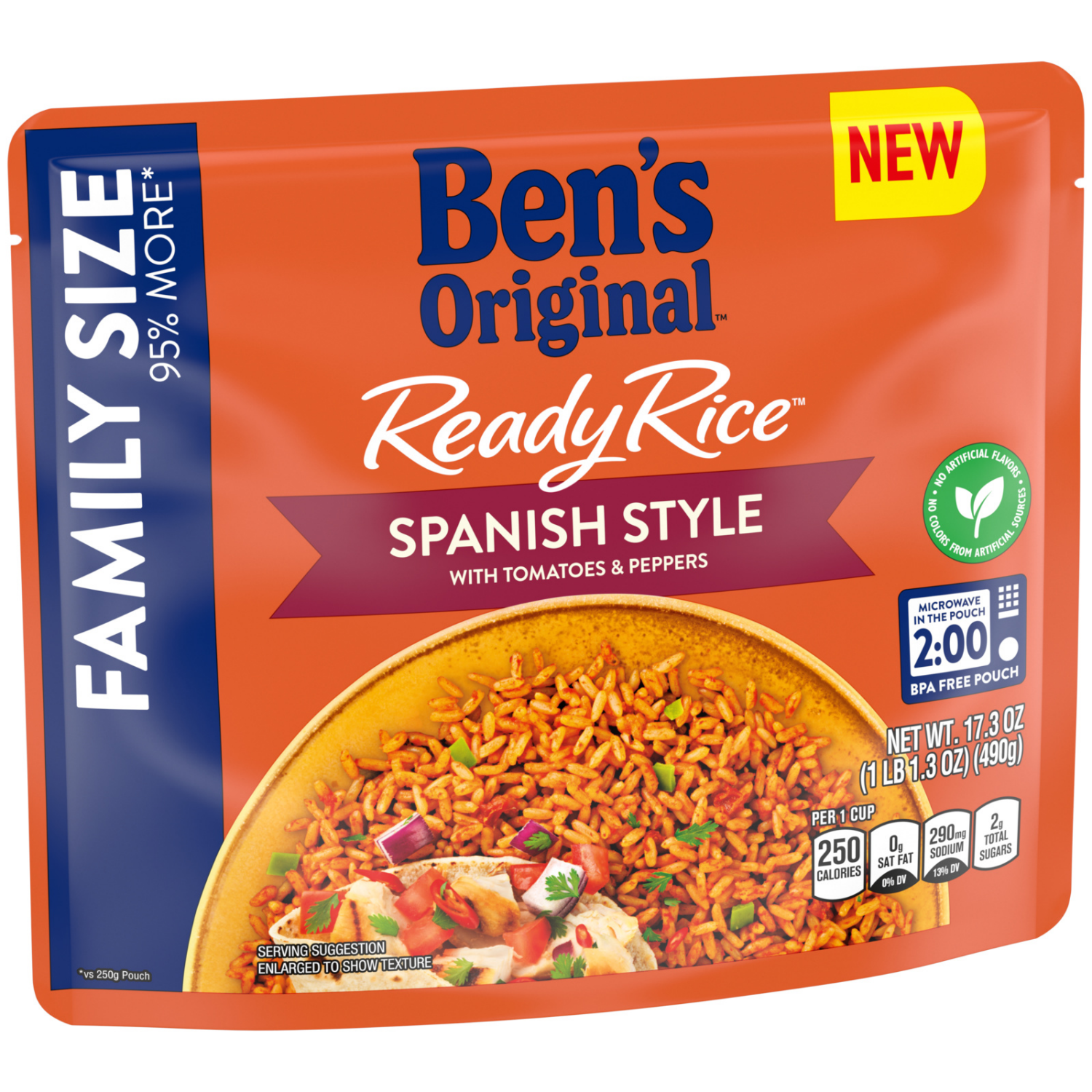 slide 2 of 3, BEN'S ORIGINAL READY RICE Spanish Style Flavored Rice, Family Size, 17.3 oz Pouch, 17.3 oz