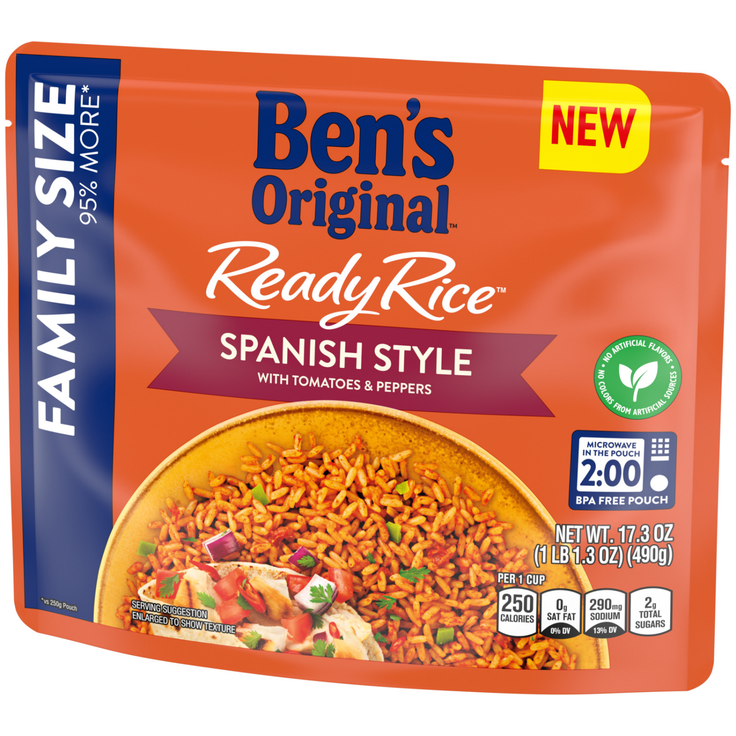 slide 3 of 3, BEN'S ORIGINAL READY RICE Spanish Style Flavored Rice, Family Size, 17.3 oz Pouch, 17.3 oz