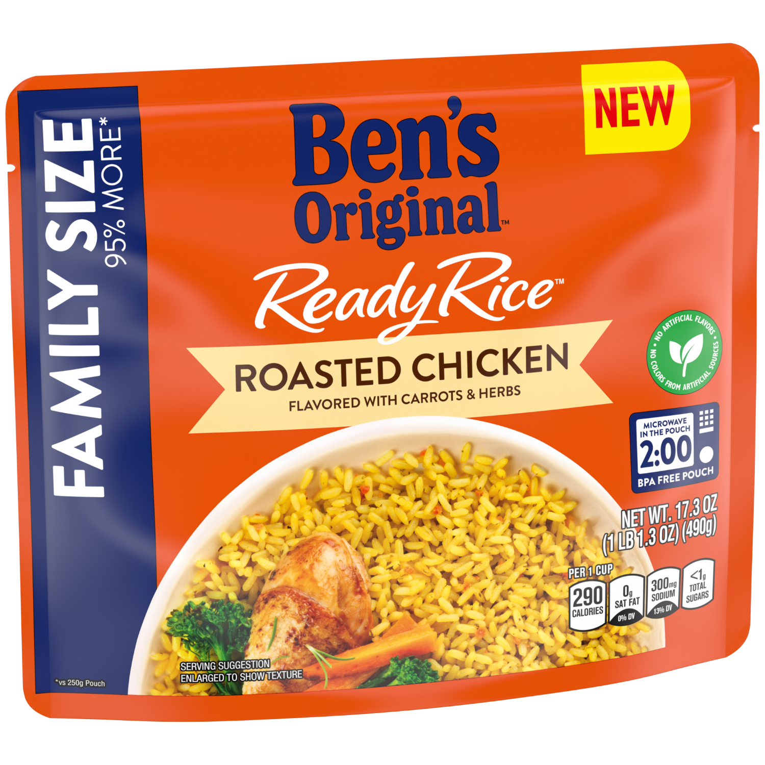 slide 2 of 2, Ben's Original Rice, Roasted Chicken, Family Size, 17.3 oz
