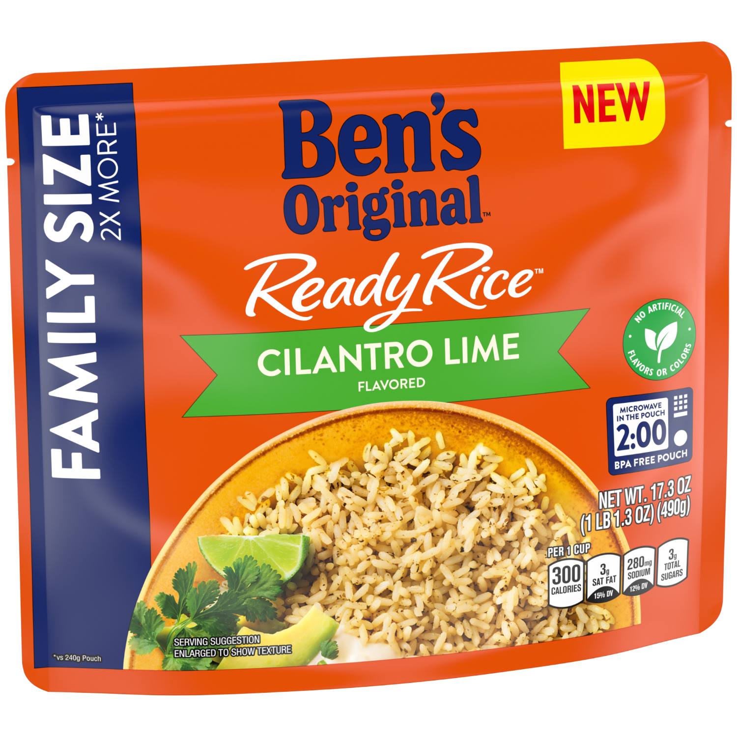 slide 2 of 2, BEN'S ORIGINAL READY RICE Cilantro Lime Flavored Family Size Rice - 17.3 oz pouch, 17.3 oz