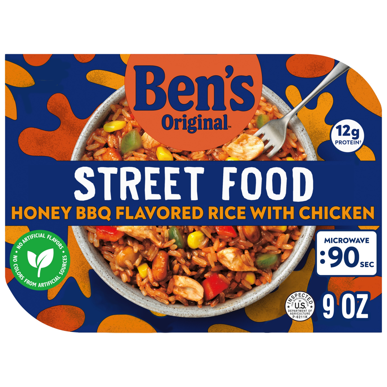 slide 1 of 3, BEN'S ORIGINAL™ Street Food Honey BBQ Bean & Rice with Chicken, 9 oz