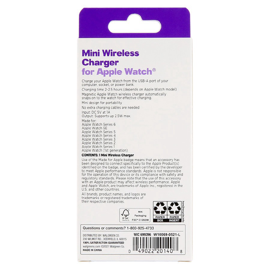 slide 3 of 3, Infinitive Mini Wireless Charger for Apple Watch, 1 ct