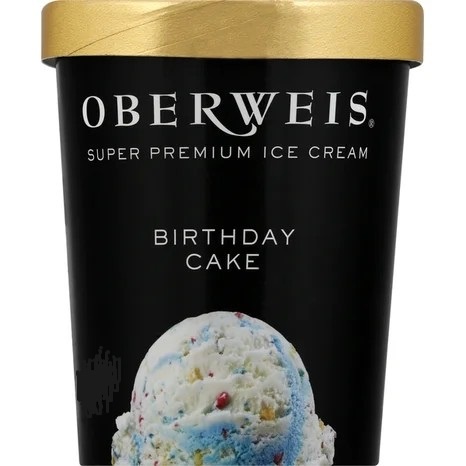 slide 1 of 1, Oberweis Birthday Cake Ice Cream, 16 oz