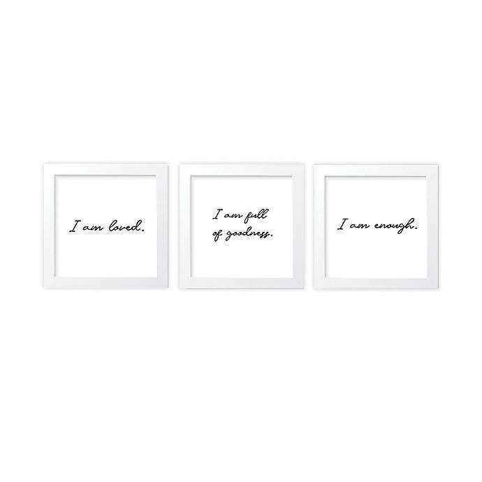 slide 1 of 5, goumikids Affirmations Framed Wall Art Set - White, 3 ct