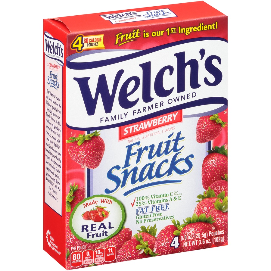 slide 3 of 8, Welch's Strawberry Fruit Snacks, 4 ct; 0.9 oz