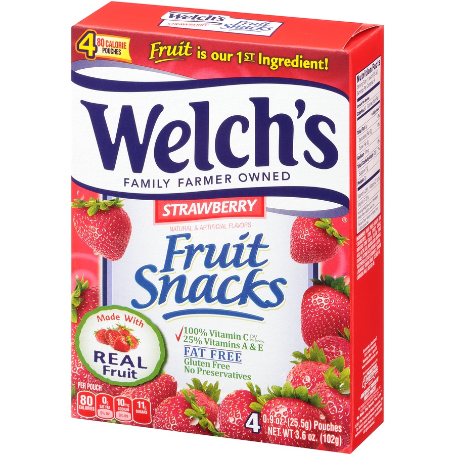 slide 4 of 8, Welch's Strawberry Fruit Snacks, 4 ct; 0.9 oz