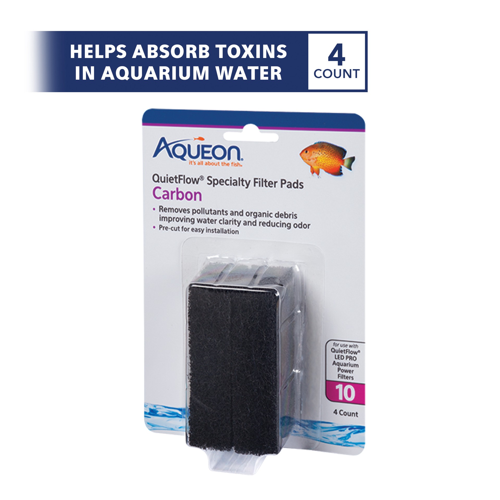 slide 5 of 9, Aqueon Replacement Specialty Filter Pads Carbon 10, 1 ct