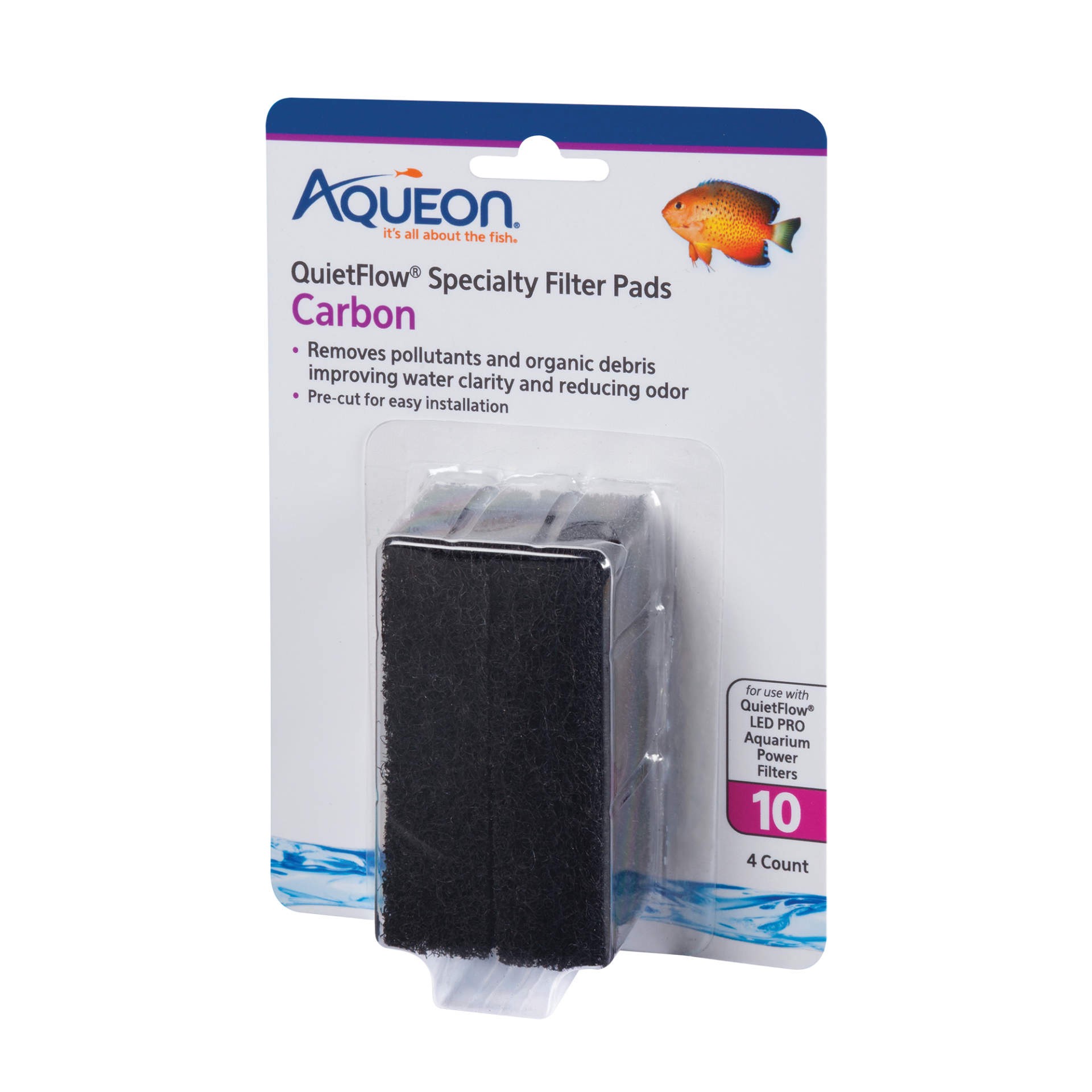 slide 1 of 9, Aqueon Replacement Specialty Filter Pads Carbon 10, 1 ct