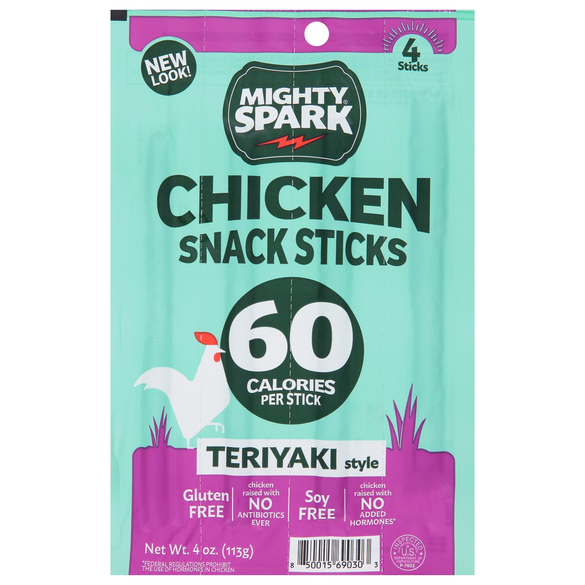 slide 1 of 14, Mighty Spark Teriyaki Style Chicken Snack Sticks 4 oz, 4 oz
